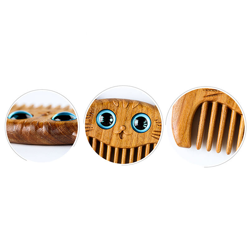 Buddha Stones Eenvoudige kattenkam met groene sandelhoutpasta, draagbare Kam - image 11