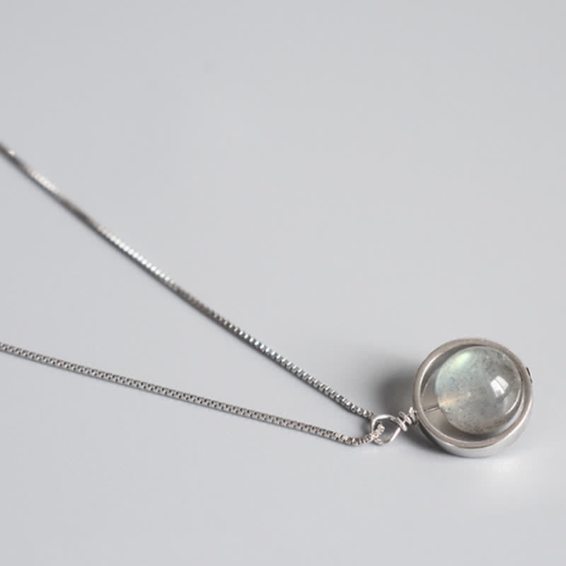Buddha Stones 925 Sterling Zilveren Maansteen Liefde Planeet Draaibare Ketting - image 10