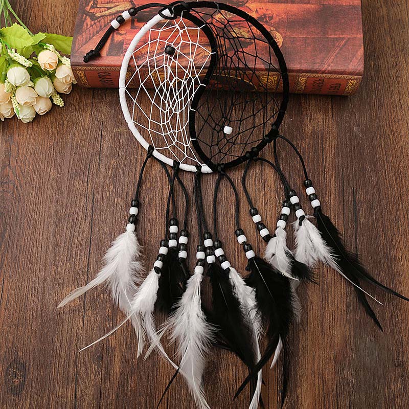 Yin Yang dromenvanger rond net met veren, balansdecoratie - image 16