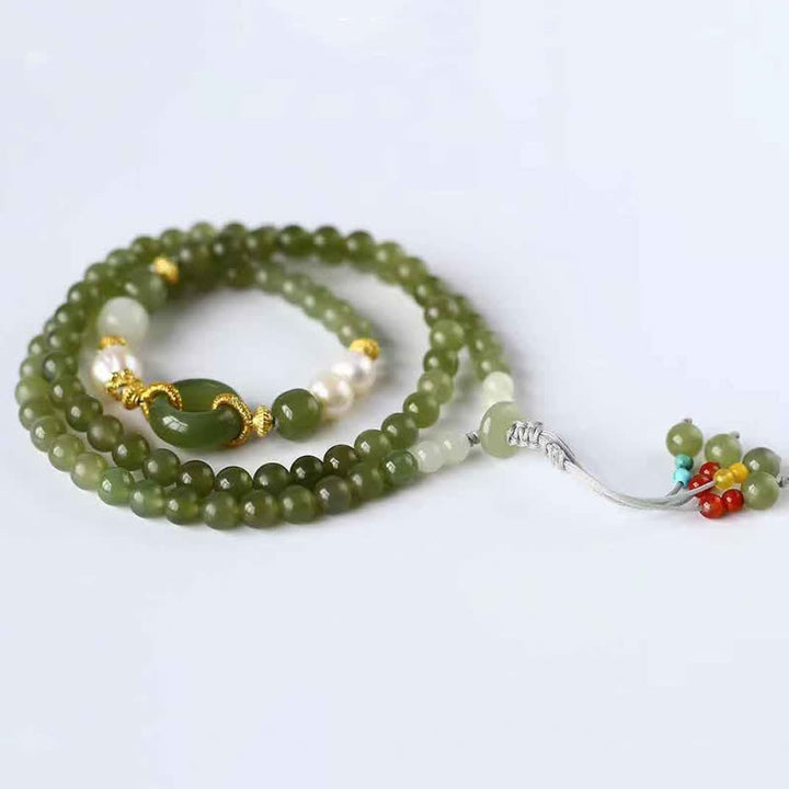 Buddha Stones Hetian Jade Parel Vredesgesp Geluks- en Armband - image 2