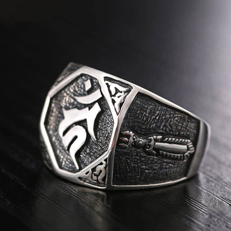 Buddha Stones Verstelbare Ring van 925 sterling zilver met gegraveerd Sanskriet-motief ter bescherming. - image 22