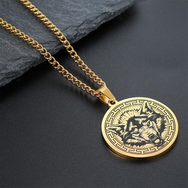 Buddha Stones Dierenvormige titanium stalen ketting met beschermende hanger - Gouden Wolf - image 13