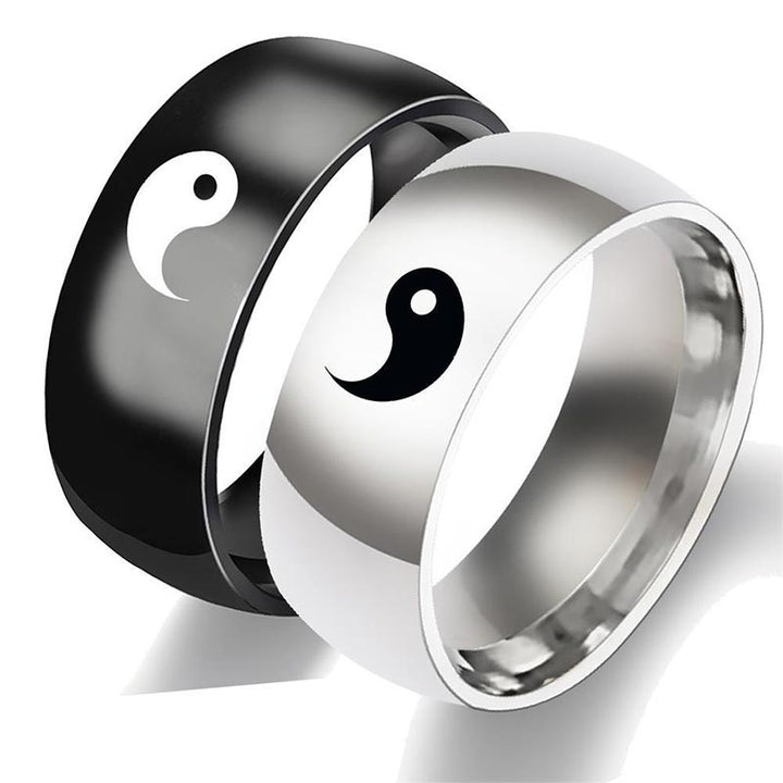 Buddha Stones Yin Yang Balans Titanium Stalen Paar Ring - image 0