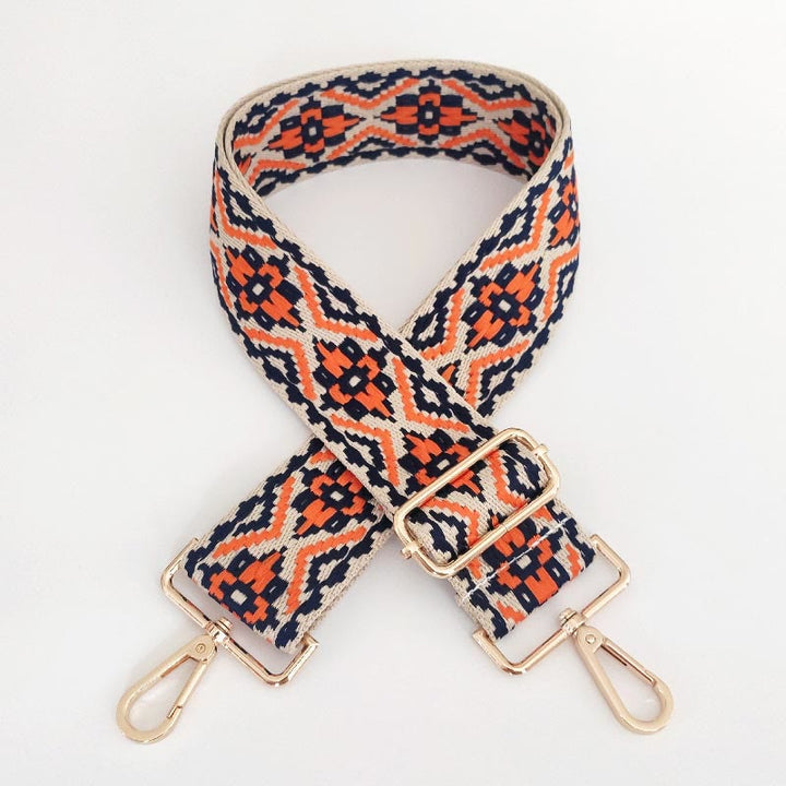 Buddha Stones Schoudertasriemen met veelkleurig Schoudertas - Donkerblauw Oranje Beige - image 17