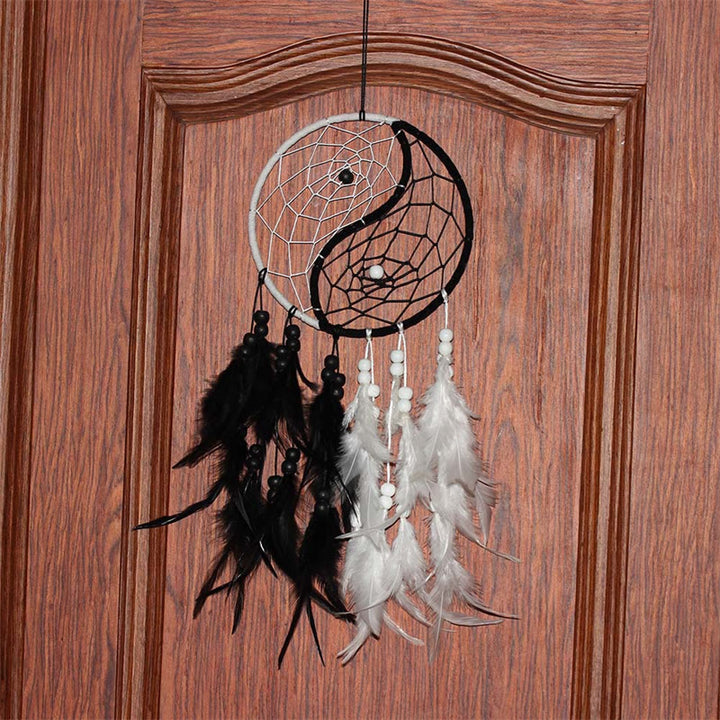 Yin Yang dromenvanger rond net met veren, balansdecoratie - image 8