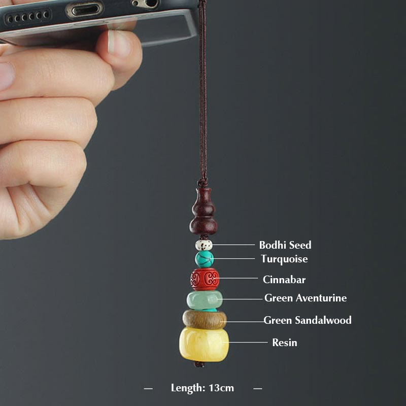 Groene sandelhout ebbenhouten kalebas zevenlaagse pagode positieve Telefoonhanger decoratie - image 7