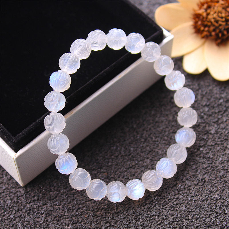 Buddha Stones Natuurlijke maansteen lotus Armband - image 1