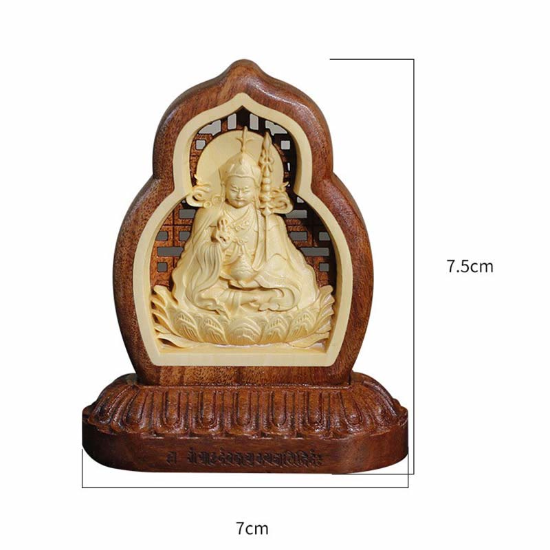 Buddha Stones Guru Rinpoche Boeddha Padmasambhavan Serenity Hout Gegraveerd Standbeeld Beeldje Decoratie - image 7