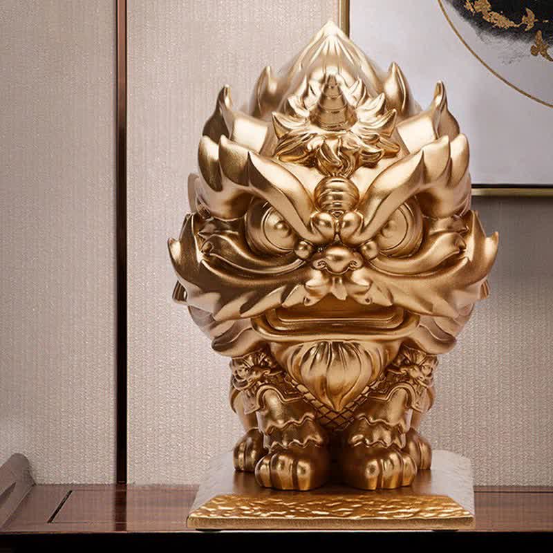 Buddha Stones Leeuwenbeeld van hars ter decoratie van huis en kantoor - Goud - image 1