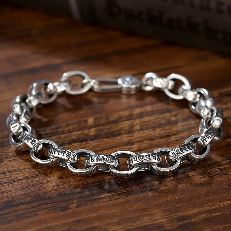 Buddha Stones 925 Sterling Zilveren Om Mani Padme Hum Gegraveerde Bangle-armband - 21 cm - image 0