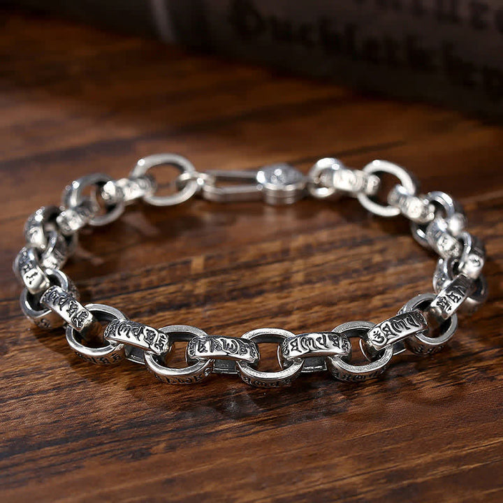 Buddha Stones 925 Sterling Zilveren Om Mani Padme Hum Gegraveerde Bangle-armband - 21 cm - image 0