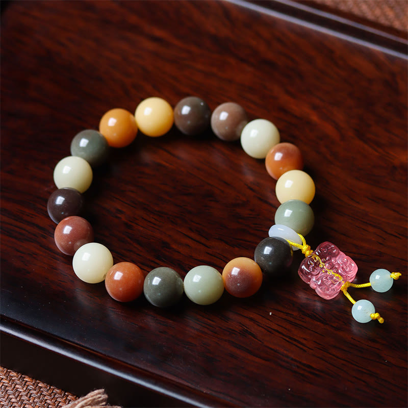 Buddha Stones Natuurlijke veelkleurige Bodhizaad Liuli glazen bedel Armband - image 4