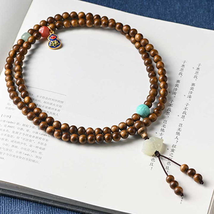 Buddha Stones Tibetaanse rozenhouten beschermende kalmerende Armband (Mala) - image 12
