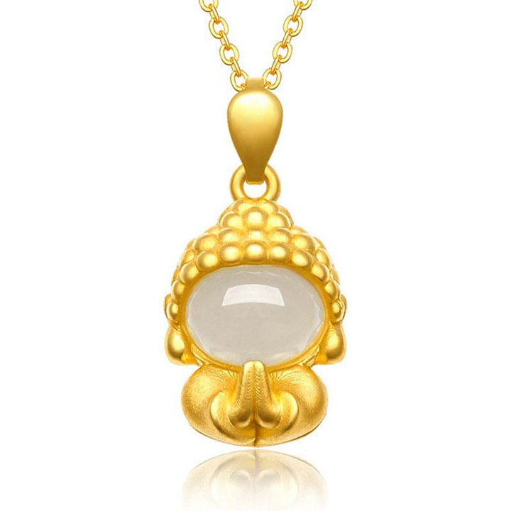Buddha Stones Witte jade Boeddha succes hanger Ketting - Witte Jade - image 0