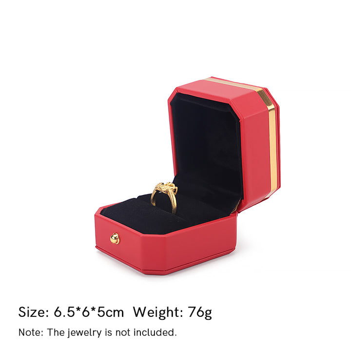 Buddha Stones Sieraden opbergdoos van PU-leer, geschenkdoos - Rood - Ring (6,5*6*5 cm) - image 18