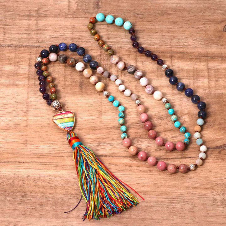 Buddha Stones Tibetaanse turkoois, lazuriet, lapis lazuli, zebra jaspis balans Ketting - Turkoois &amp; Lazuriet &amp; Zebra Jaspis &amp; Amethist - image 0