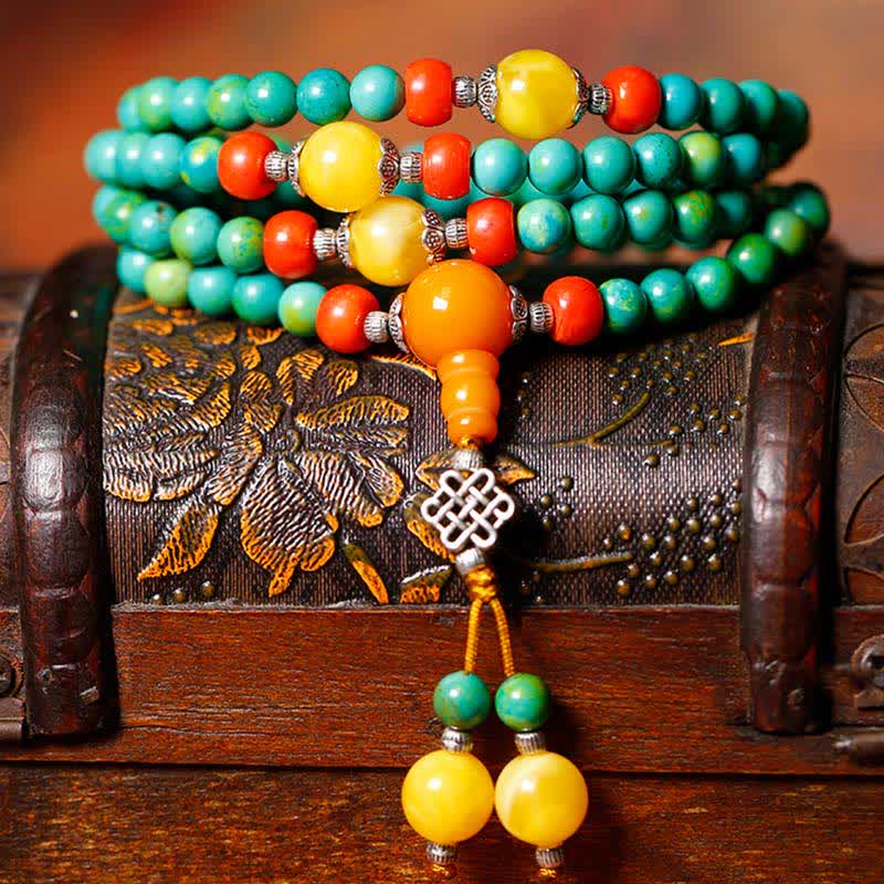 Buddha Stones 108 Mala kralen Tibetaanse turkooizen Dzi kralen Armband - image 9
