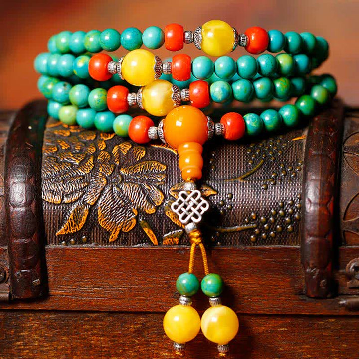 Buddha Stones 108 Mala kralen Tibetaanse turkooizen Dzi kralen Armband - image 9