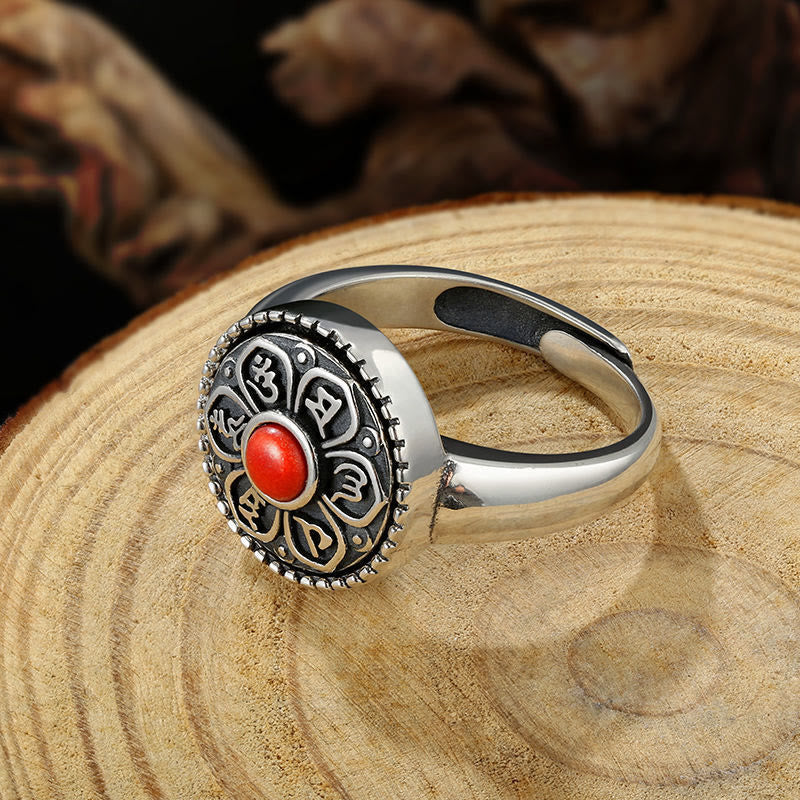 Buddha Stones Tibetaanse Om Mani Padme Hum Peace draaibare Ring - image 3