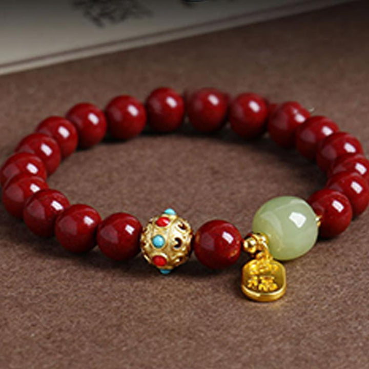 Buddha Stones Armband met geluksbedel van cinnabergroene aventurijn, ter bescherming tegen ongeluk - image 1