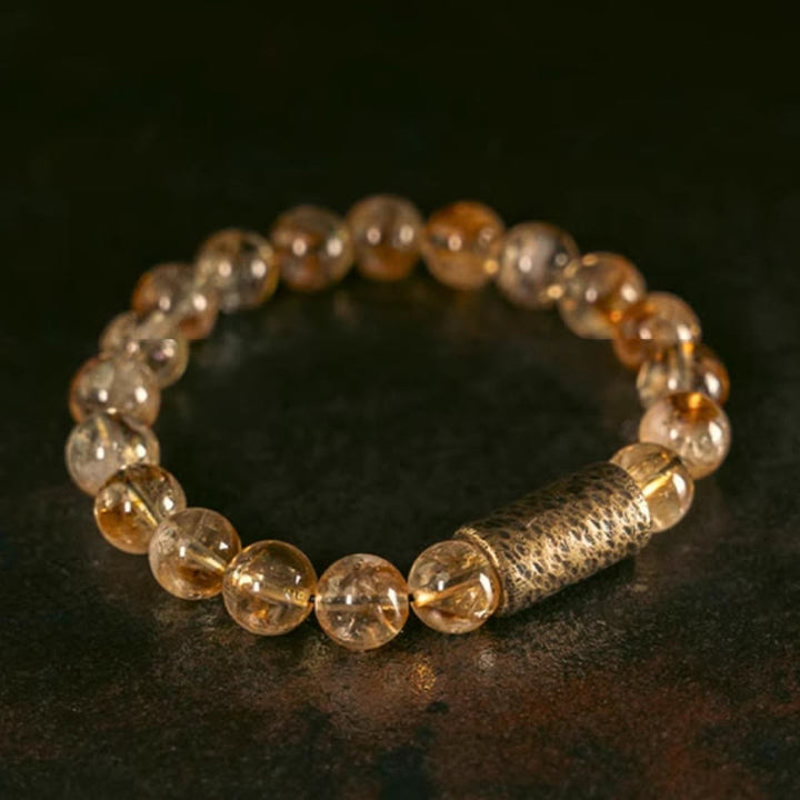 Buddha Stones Armband met natuurlijke citrienkristallen en messing kralen - image 2