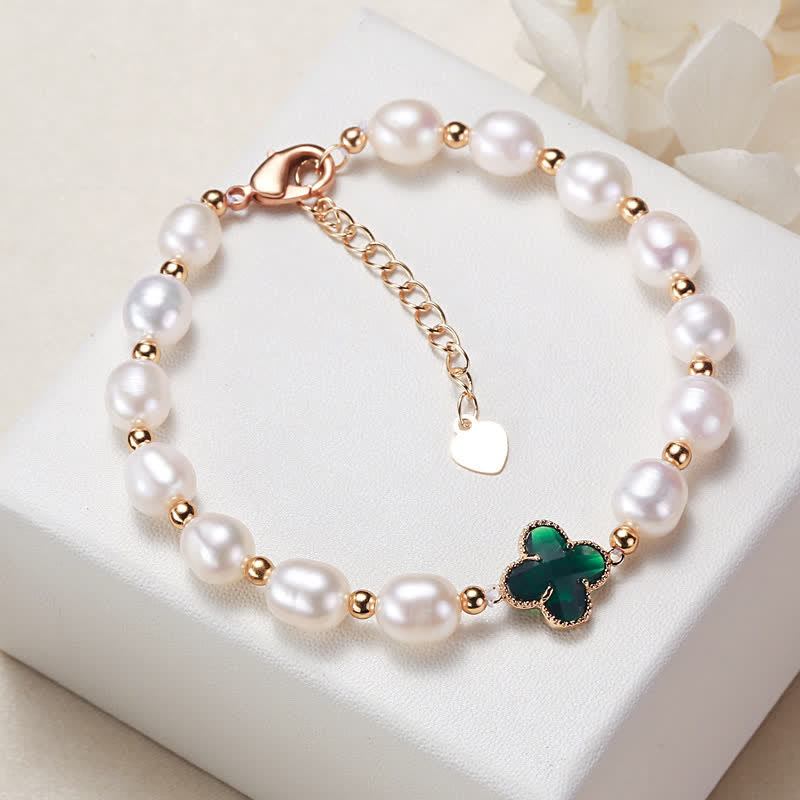 Buddha Stones Armband met klavertje vier en symbool voor welvaart - image 5