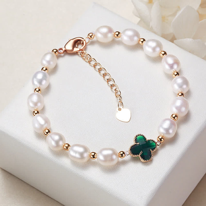Buddha Stones Armband met klavertje vier en symbool voor welvaart - image 5