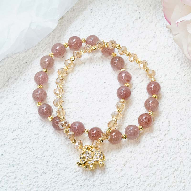 Buddha Stones Rozenkwarts Olifant Helende Energie Armband - image 1