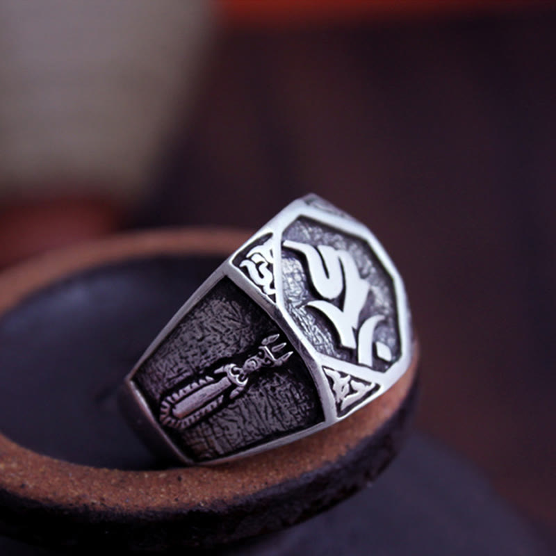Buddha Stones Verstelbare Ring van 925 sterling zilver met gegraveerd Sanskriet-motief ter bescherming. - image 24