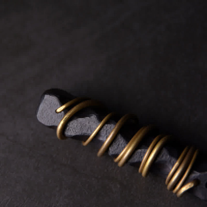 Buddha Stones Halskettinghanger van Tibetaans ebbenhout en messing met balans- en Ketting - image 6