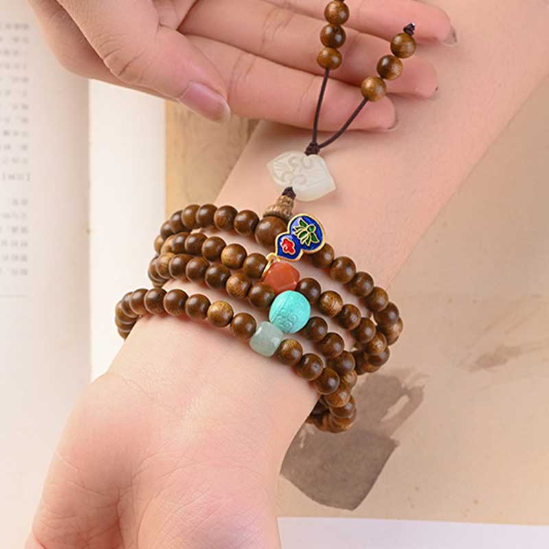 Buddha Stones Tibetaanse rozenhouten beschermende kalmerende Armband (Mala) - image 6