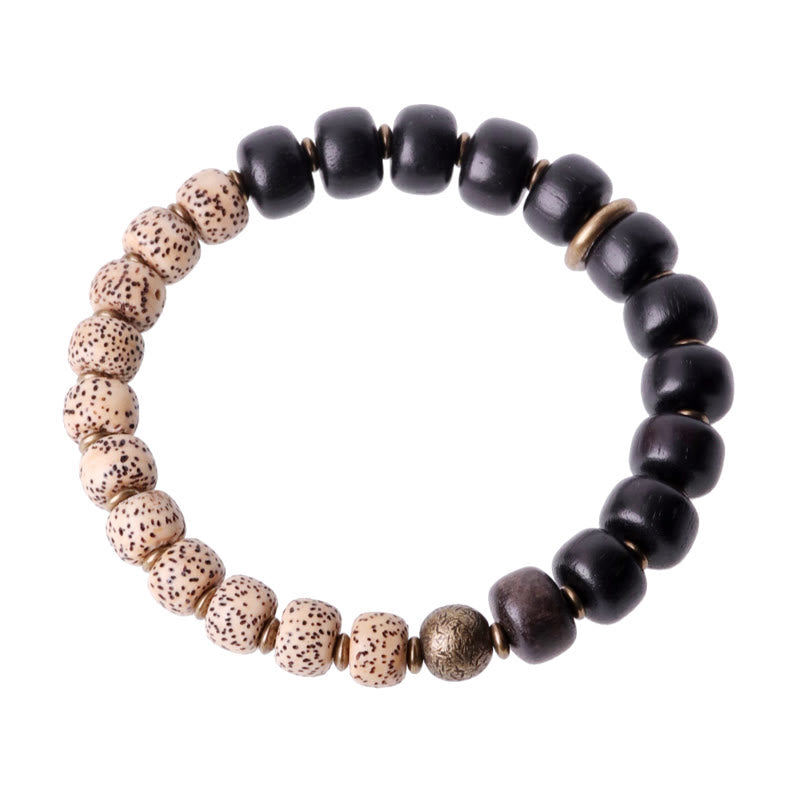 Buddha Stones Tibetaanse Bodhizaadarmband van zwarte obsidiaan , ebbenhout en koper - image 10