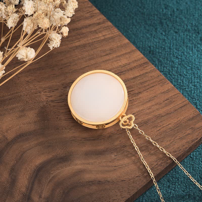 Buddha Stones Witte jade koivis lotus zegen Ketting - image 3