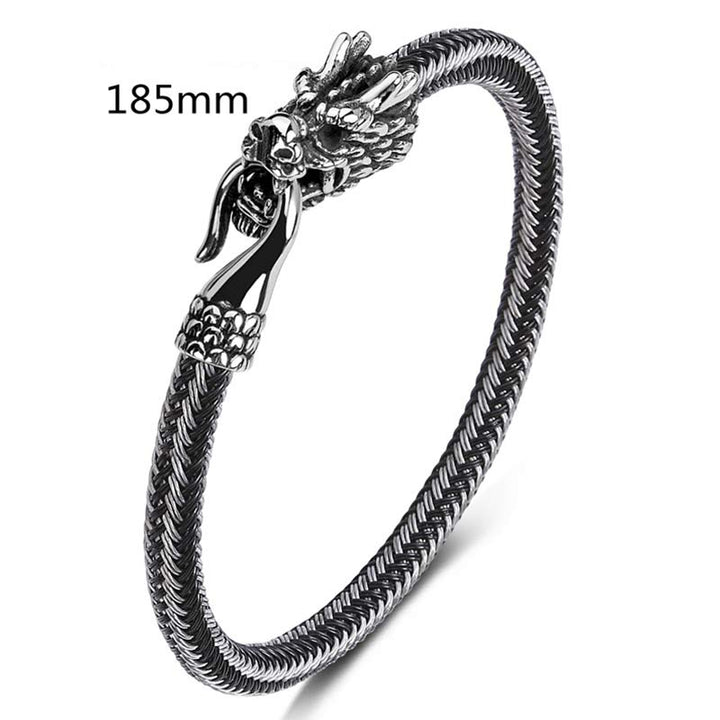 Buddha Stones Armband van titaniumstaal ter bescherming en geluk - Wit &amp; Zwart - 185 mm - image 30