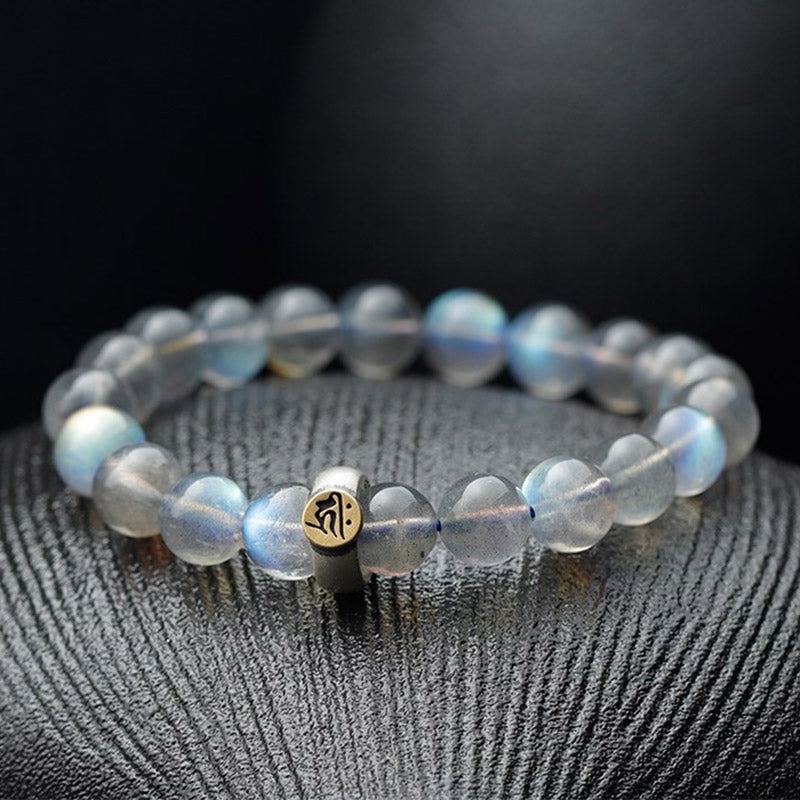 Buddha Stones Armband met maansteen en 12 Chinese dierenriemtekens voor rust en liefde - image 1