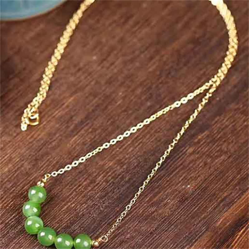 14k vergulde Hetian cyaan jade kralen Ketting - image 4