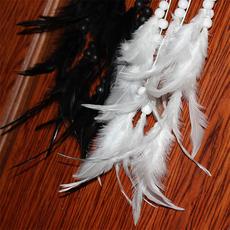 Yin Yang dromenvanger rond net met veren, balansdecoratie - image 12