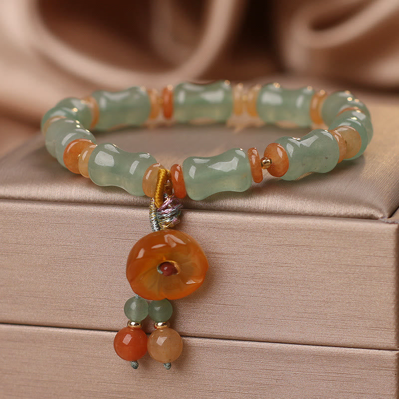 Buddha Stones Armband van natuurlijke jade en bamboe met bloemenpatroon - image 5