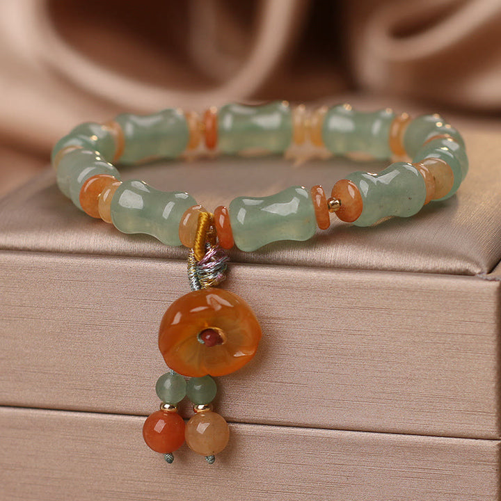 Buddha Stones Armband van natuurlijke jade en bamboe met bloemenpatroon - image 5