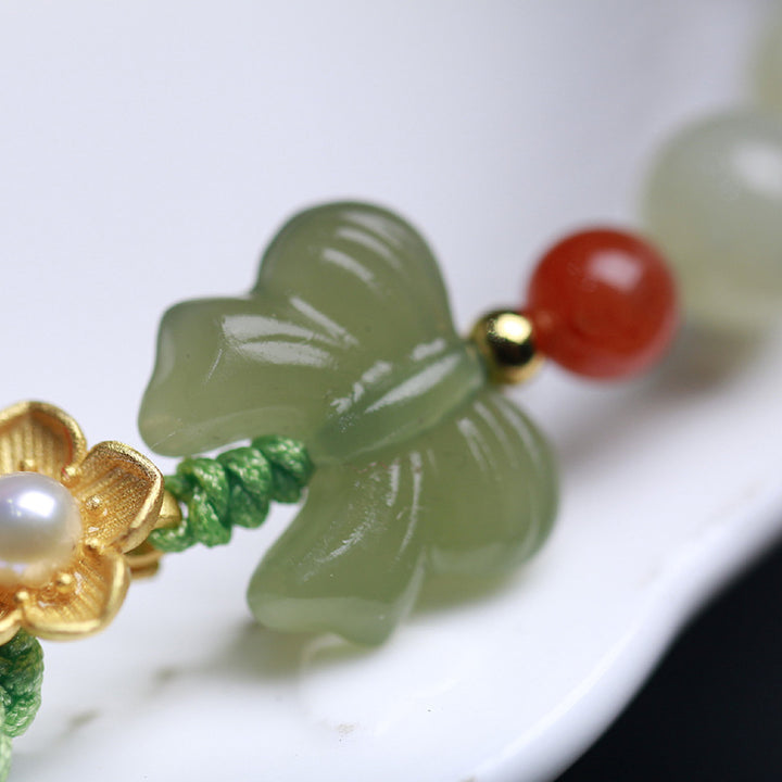Buddha Stones Armband van 925 sterling zilver met jade, geluksbloem en vlinder. - image 14