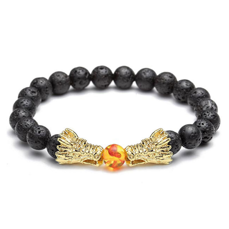 Buddha Stones Witte turkooizen lavasteen draak zegen Armband - image 16