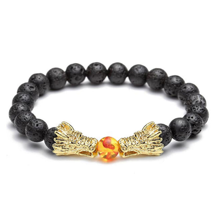 Buddha Stones Witte turkooizen lavasteen draak zegen Armband - image 16
