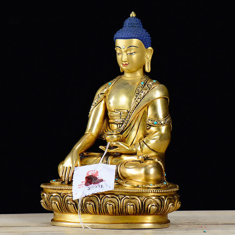 Buddha Stones Shakyamuni Mededogen Koperen Beeld Decoratie - image 3