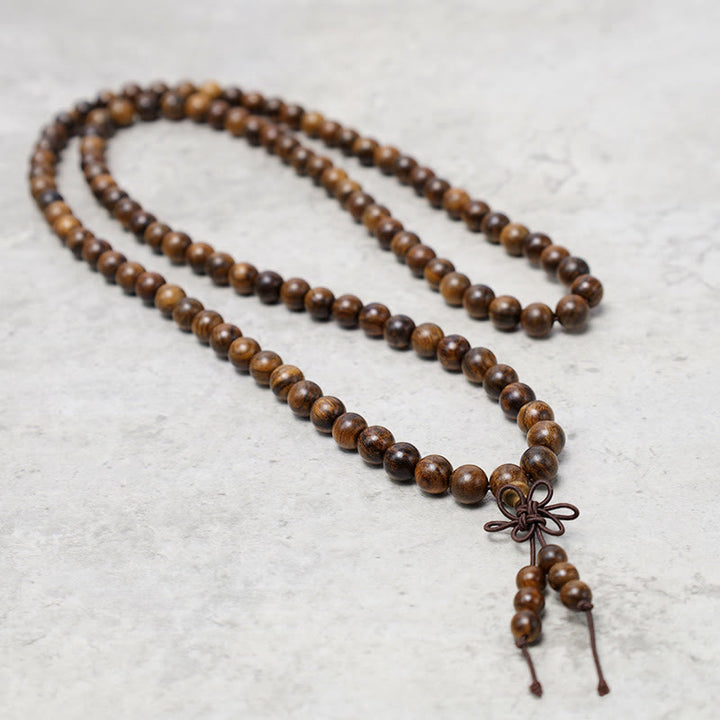 Buddha Stones 108 Mala kralen Armband voor gebed en meditatie, sandelhout, elastisch - image 3