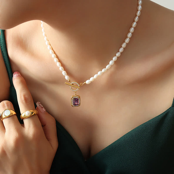 Parel Zirkoon Rijkdom Charm Ketting - image 5