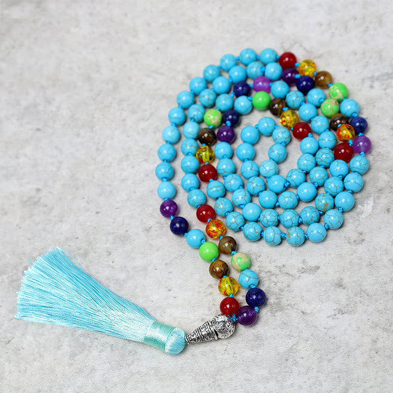 Buddha Stones 108 Mala turkooizen kralen, yoga-, meditatie- en Ketting - image 1