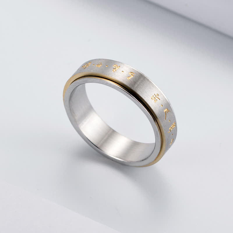 Buddha Stones Mantra titanium stalen balans draaibare Ring - image 8