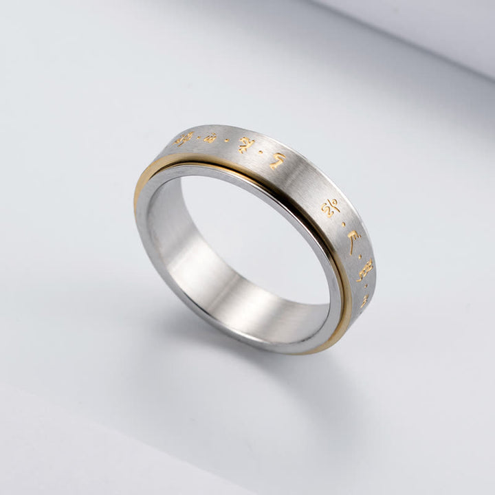Buddha Stones Mantra titanium stalen balans draaibare Ring - image 8