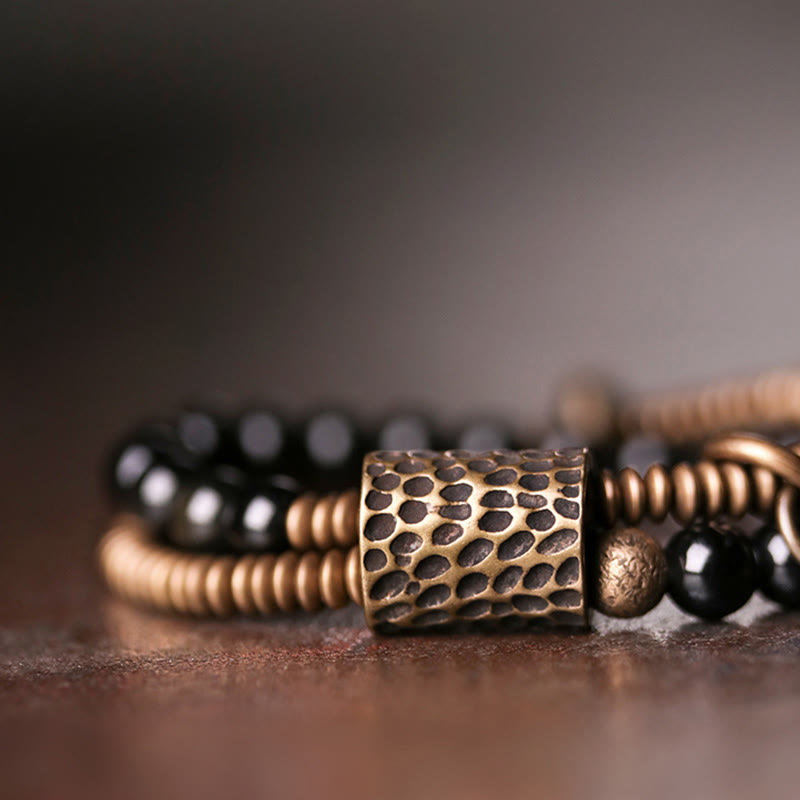 Buddha Stones Regenboog Obsidiaan Koper Innerlijke Vrede Helende Dubbellaagse Armband - image 4