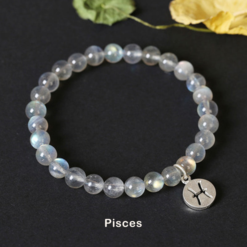 Armband met maansteen en de 12 sterrenbeelden van de dierenriem - Vissen - image 22